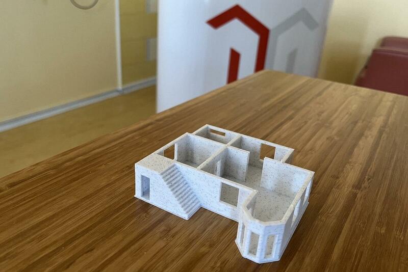 Model budovy vytlačený na 3D tlačiarni